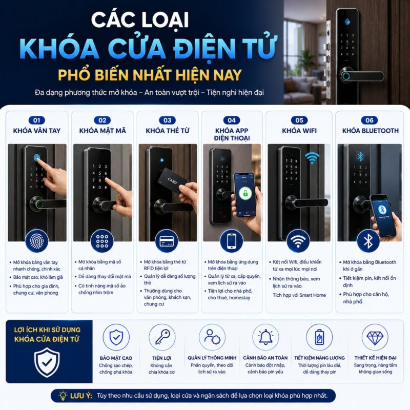 cac loai khoa cua dien tu pho bien