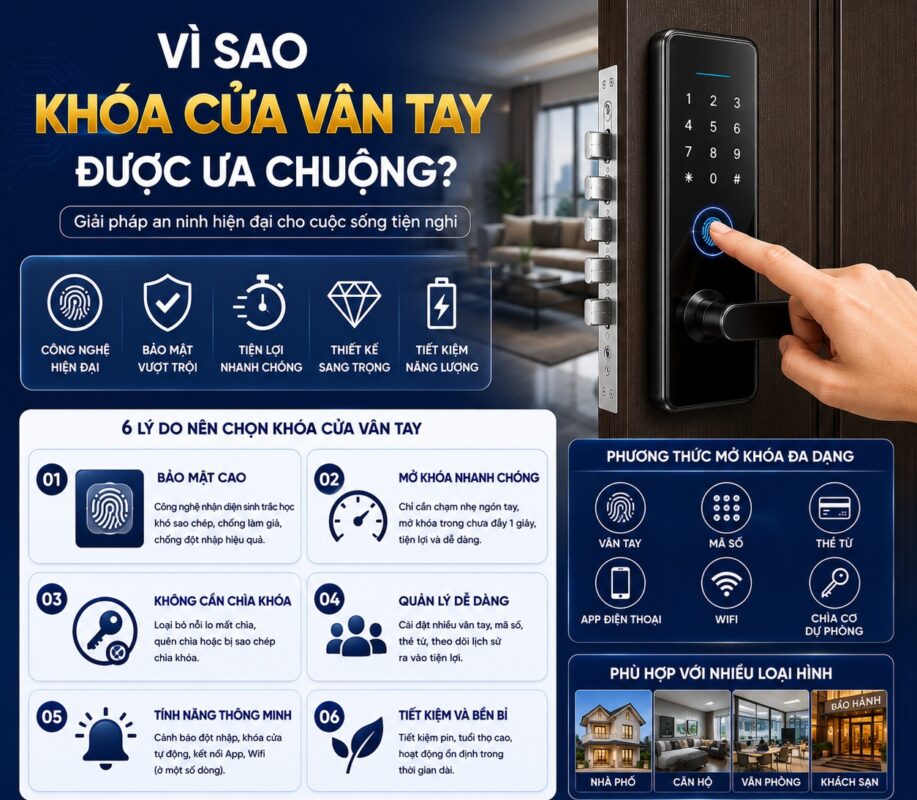 Khoá Vân Tay Vi Sao Khoa Cua Van Tay Duoc Ua Chuong