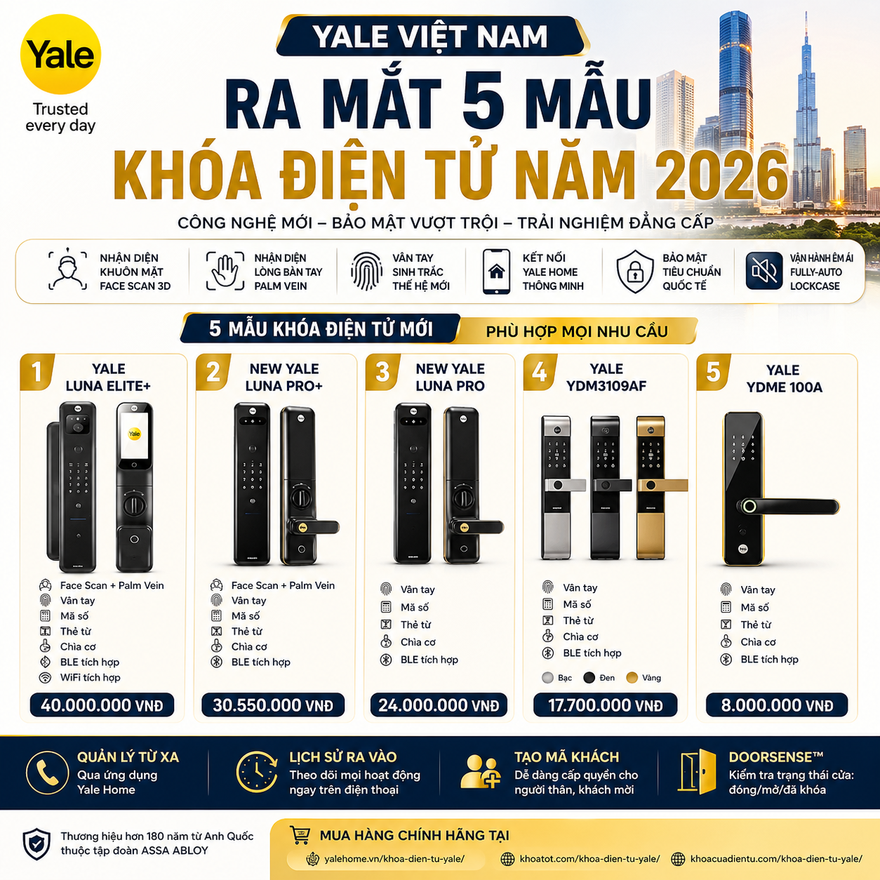 Yale Viet Nam Ra Mat 5 Mau Khoa Dien Tu Nam 2026