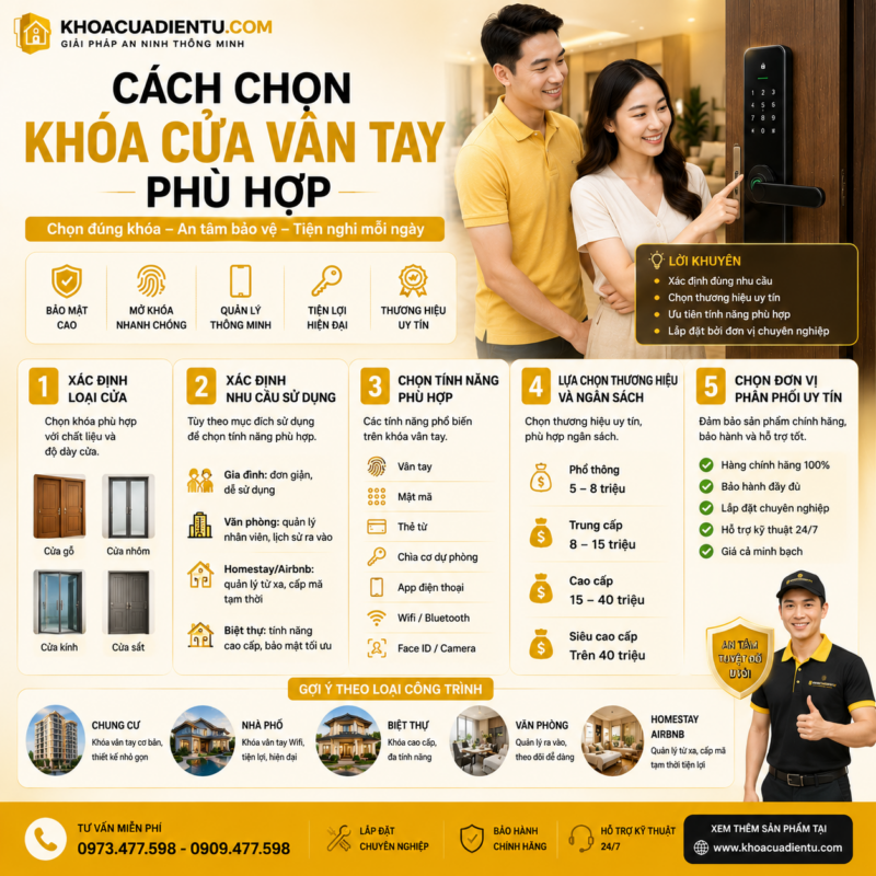 Khóa Cửa Vân Tay – Giải Pháp An Ninh Hiện Đại Cho Nhà Thông Minh 2026 Cach Chon Khoa Cua Van Tay Phu Hop