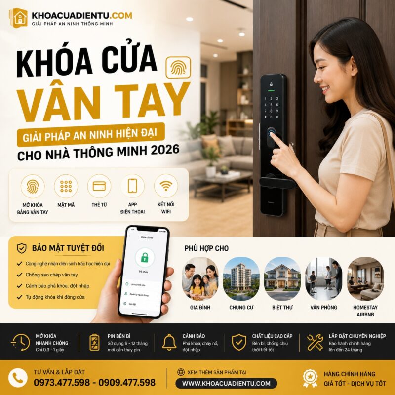 Khóa Cửa Vân Tay – Giải Pháp An Ninh Hiện Đại Cho Nhà Thông Minh 2026 Khóa Cửa Vân Tay – Giải Pháp An Ninh Hiện Đại Cho Nhà Thông Minh 2026