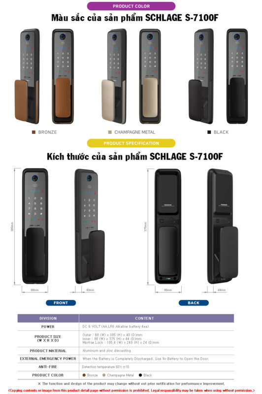 Khóa Vân Tay Schlage S7100F SCHLAGE S 6500F 7