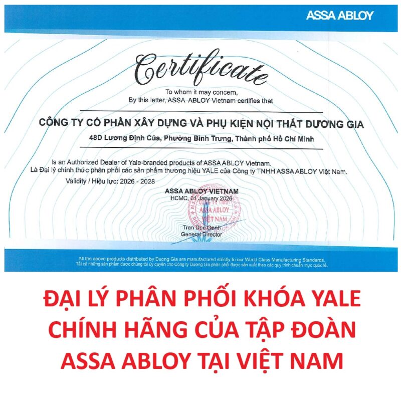 DAI LY PHAN PHOI KHOA YALE CHINH HANG CUA TAP DOAN ASSA ABLOY TAI VIET NAM