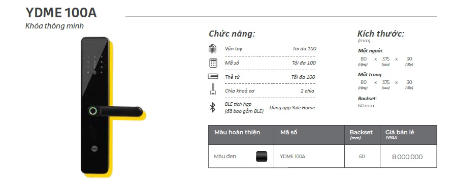 So Sánh Khóa Điện Tử Yale YDME 100 NXT Và Khóa Điện Tử Yale YDME 100A YDME 100A