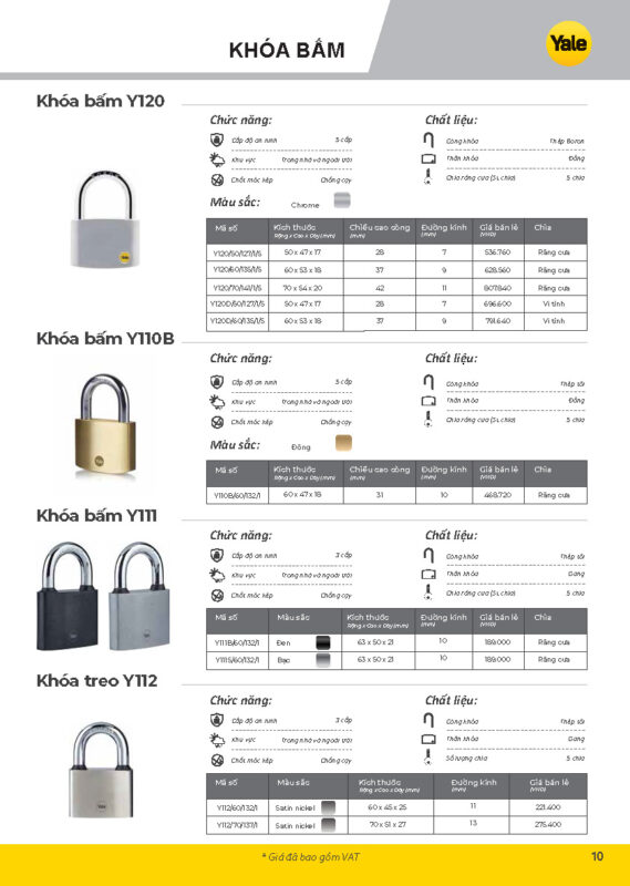 Khóa Bấm Yale khoa bam Yale