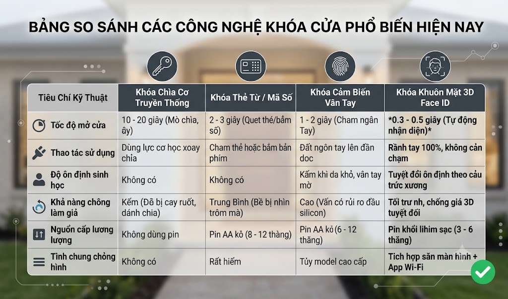 Những Ai Nên Sử Dụng Khóa Cửa Khuôn Mặt Bang So Sanh Cac Cong Nghe Khoa Cua Pho Bien Hien Nay