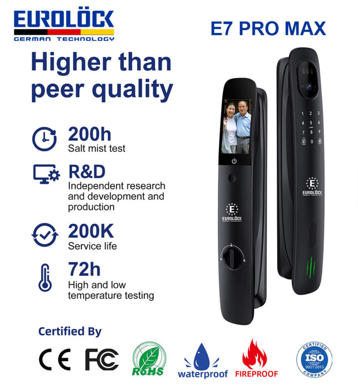 Khóa Khuôn Mặt Châu Âu Eurolock E7 Pro Max - Khóa Cửa Thông Minh 3D Face ID Cao Cấp EUROLOCK PRO MAX TINH NANG 3