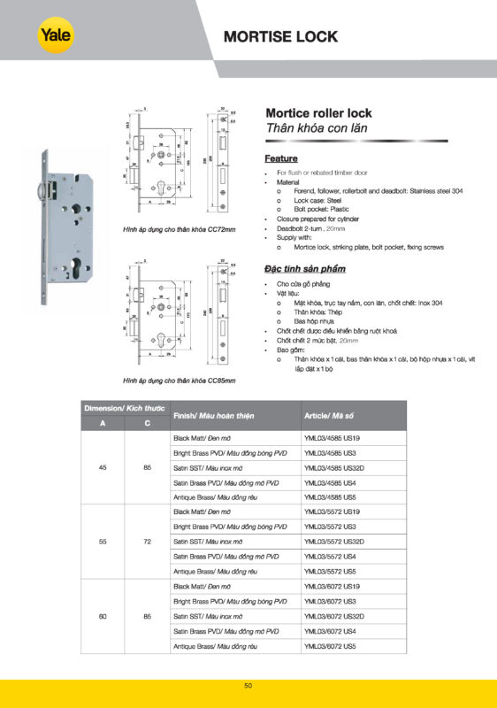 Thân khóa Yale catalogue yale 2025 Page 048