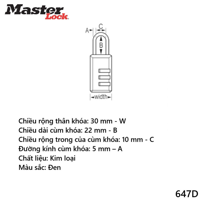 Khóa bấm mã số Masterlock 647D Masterlock 647D