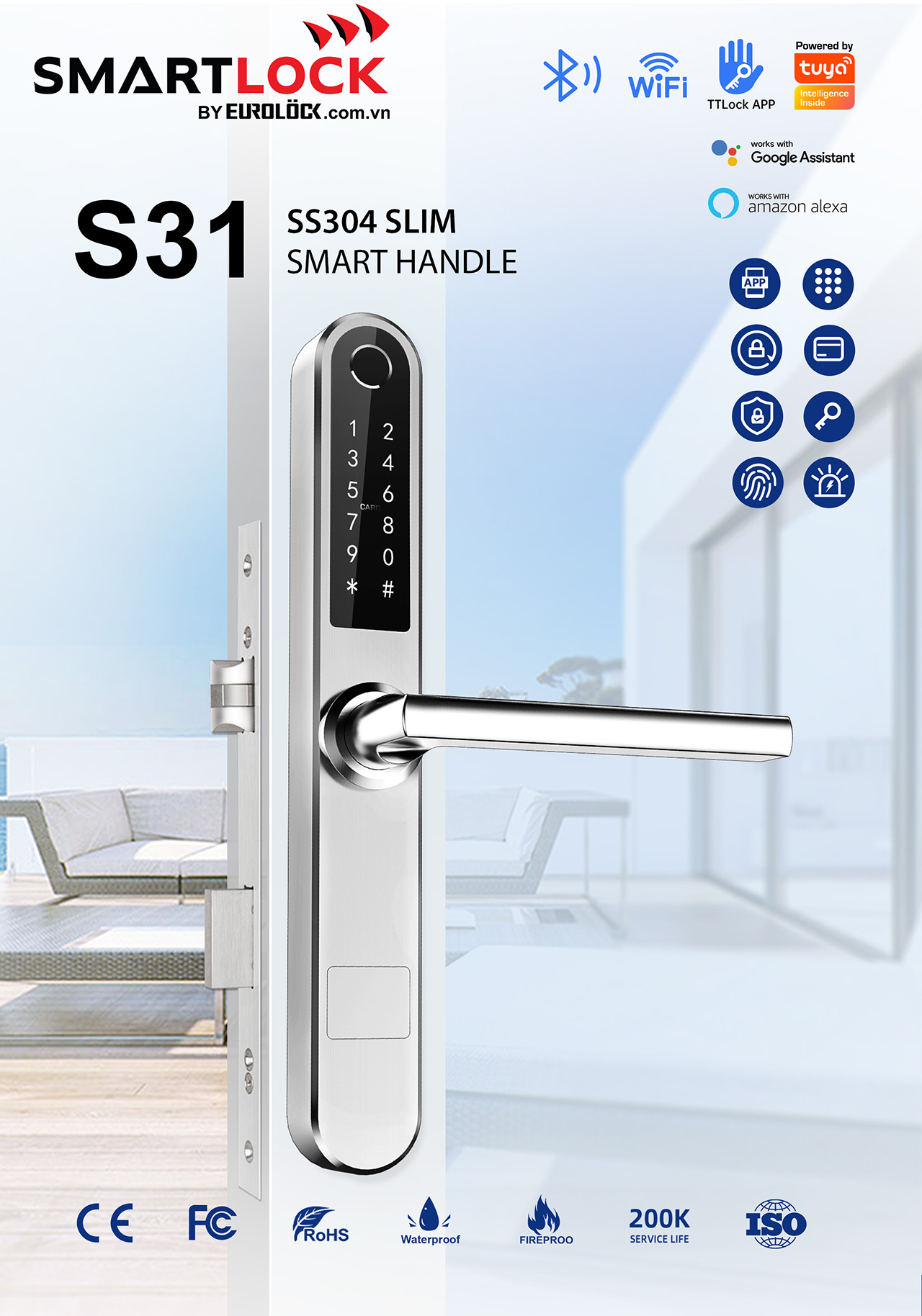 Khóa Điện Tử Cửa Nhôm SMARTLOCK S31 SMART LOCK S31 1