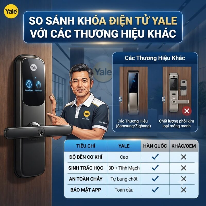 So Sánh Khóa Điện Tử Yale Với Các Thương Hiệu Khác